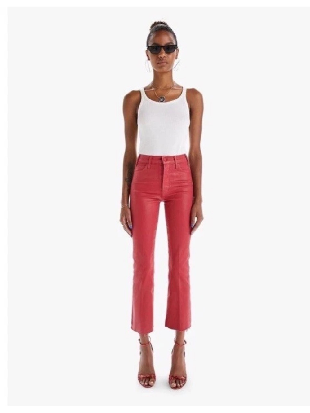 Mother Denim The Hustler Ankle Fray Devil May Care Mars Red size 16 33 Jeans